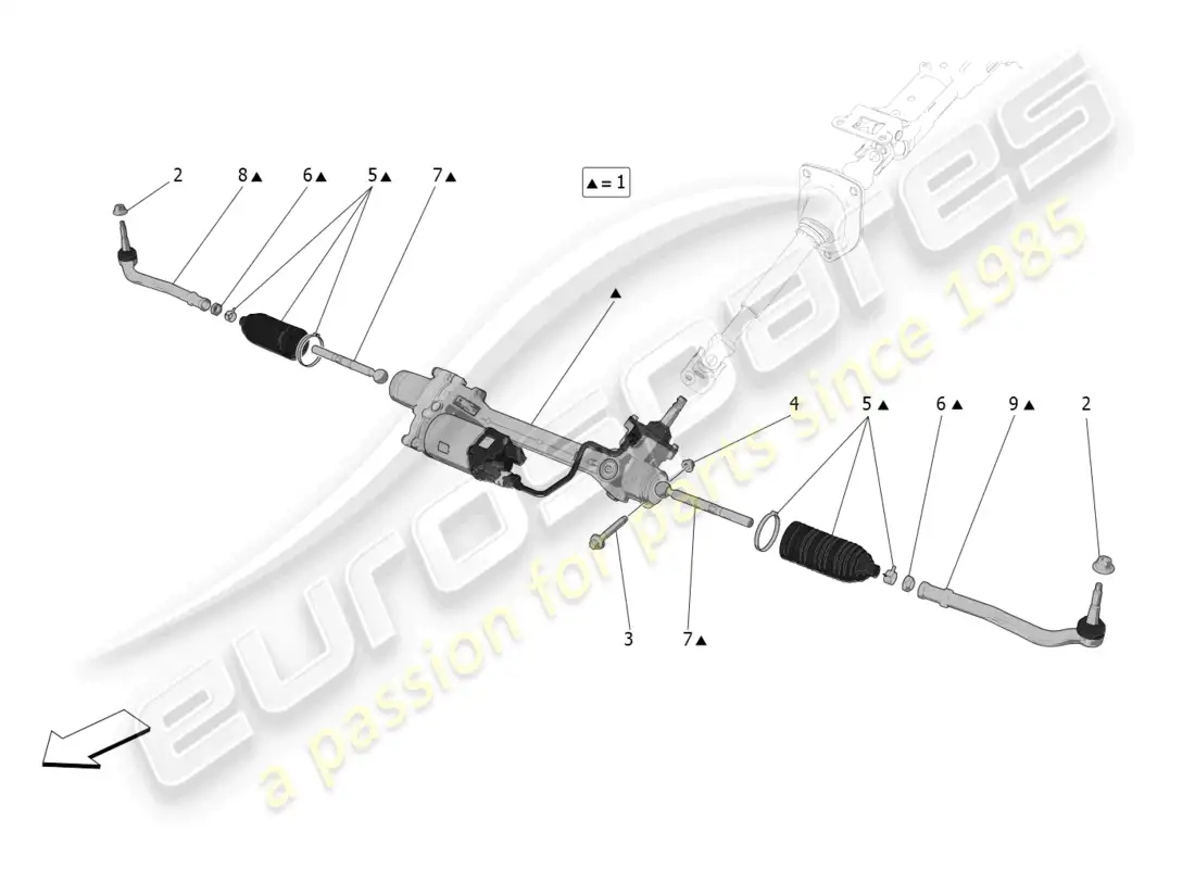 maserati mc20 cielo (2023) complete steering rack unit parts diagram