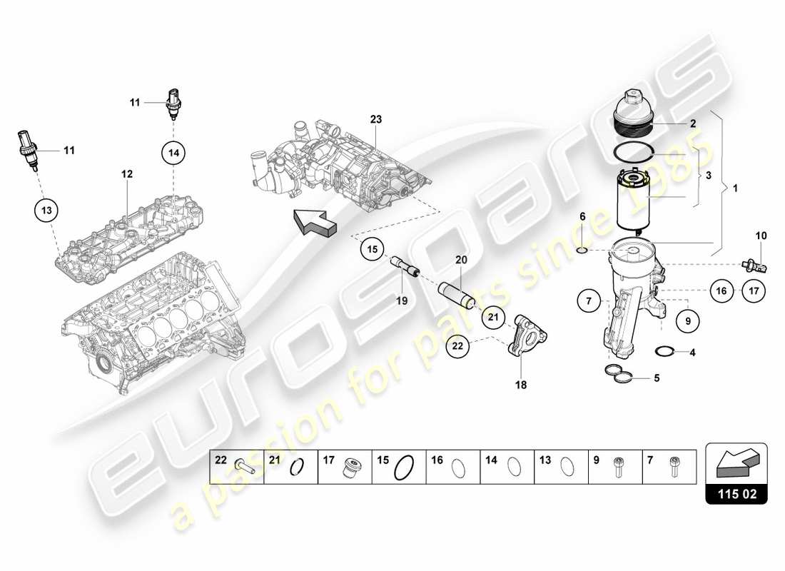 lamborghini lp610-4 avio (2017) oil filter element parts diagram