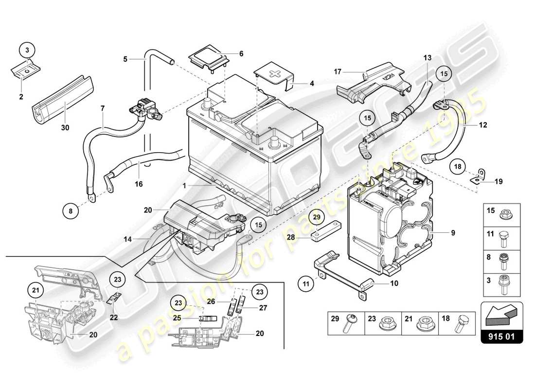 lamborghini lp750-4 sv coupe (2017) battery parts diagram