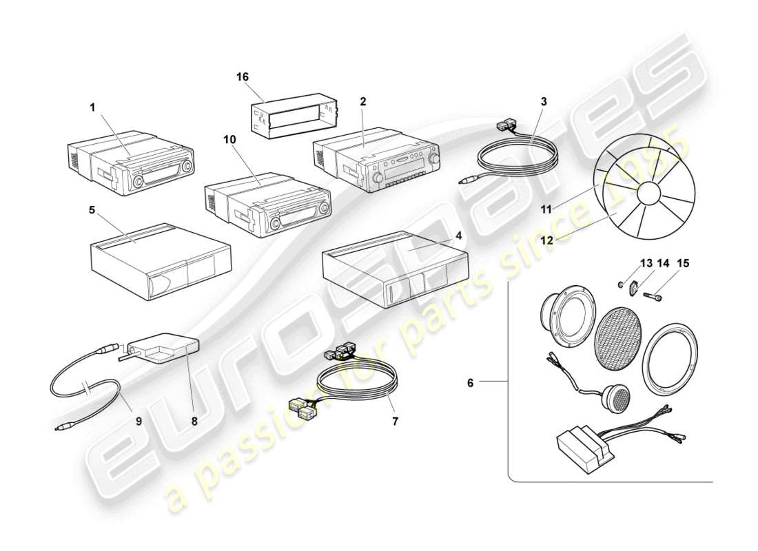 lamborghini murcielago roadster (2006) electrical parts for audio system part diagram