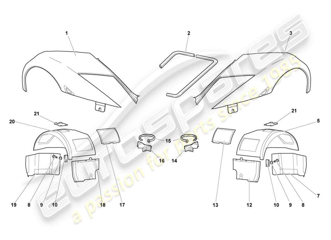 lamborghini murcielago coupe (2004) wing front parts diagram