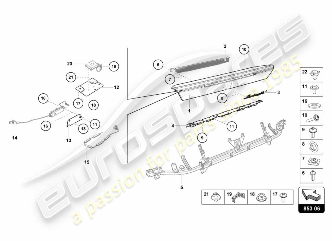 lamborghini lp580-2 coupe (2019) rear panel upper part part diagram