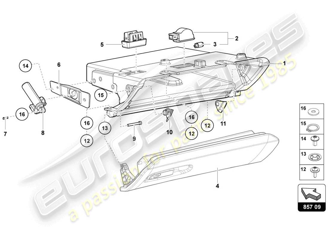 lamborghini 2014 (lp720-4 coupe 50) glove compartment part diagram