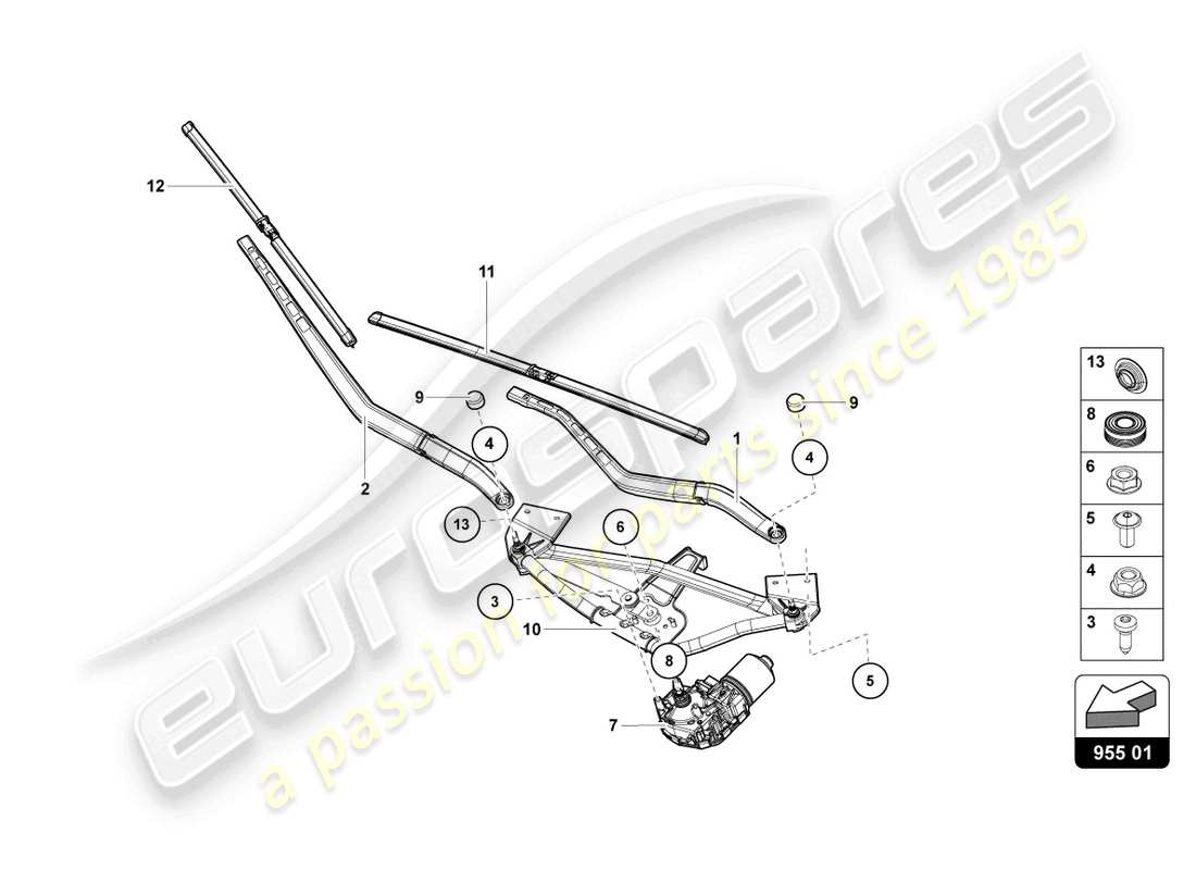 lamborghini 2019 (lp770-4 svj roadster) windshield wiper part diagram