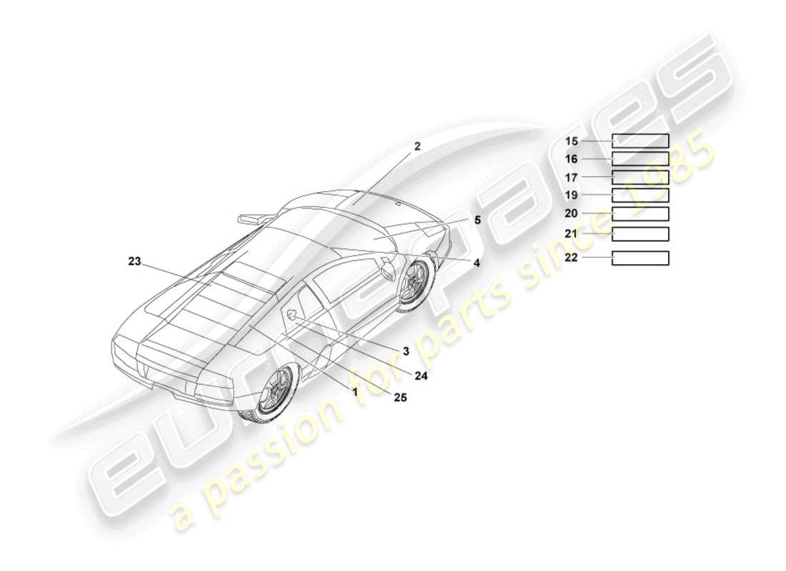 lamborghini murcielago roadster (2006) type plates part diagram