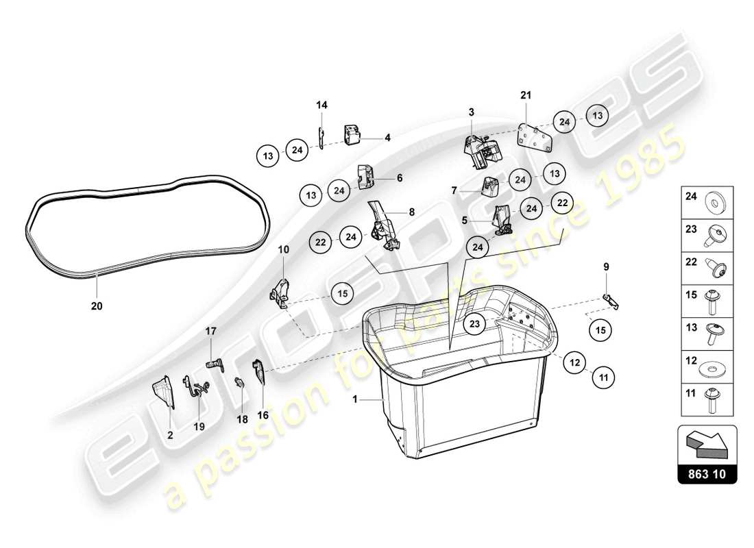 lamborghini lp740-4 s roadster (2019) luggage comp. floor covering part diagram