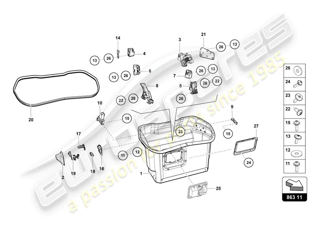 lamborghini 2019 (lp740-4 s roadster) luggage comp. floor covering part diagram