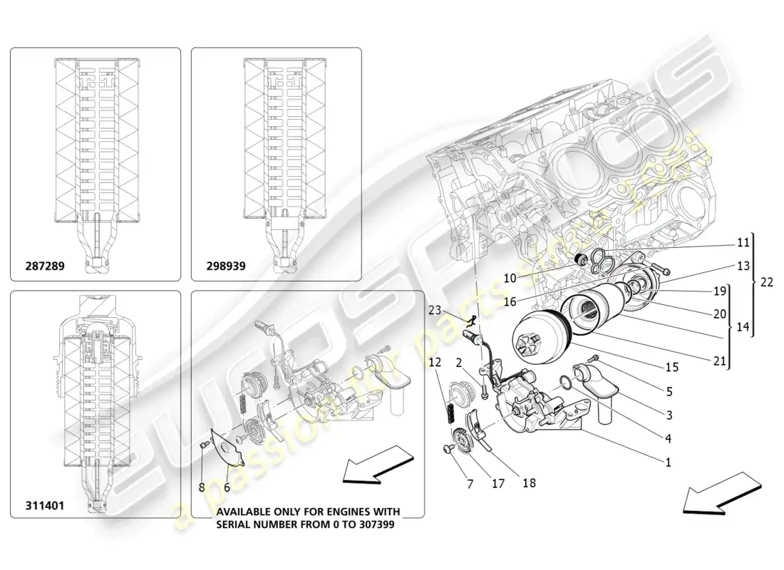 maserati ghibli (2014) lubrication system: pump and filter parts diagram