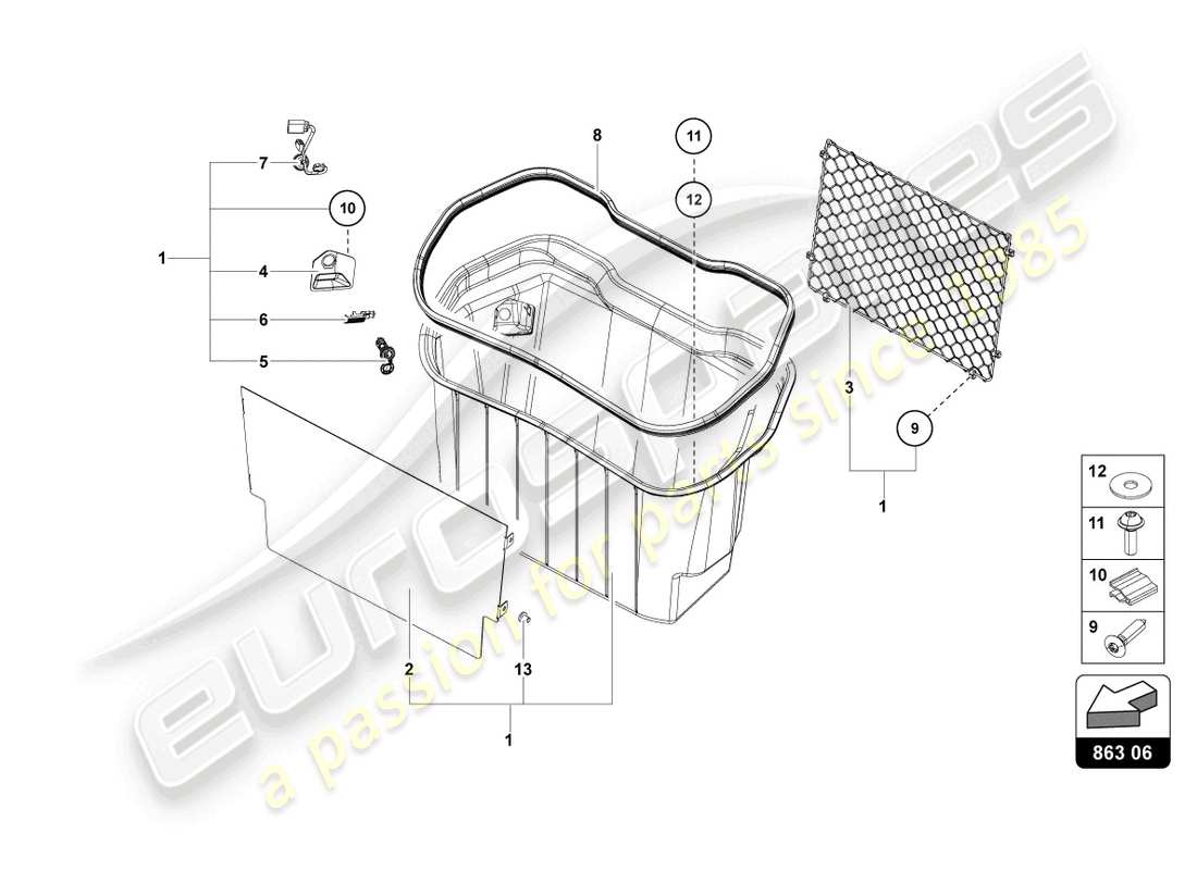 lamborghini lp770-4 svj coupe (2020) luggage boot trims parts diagram
