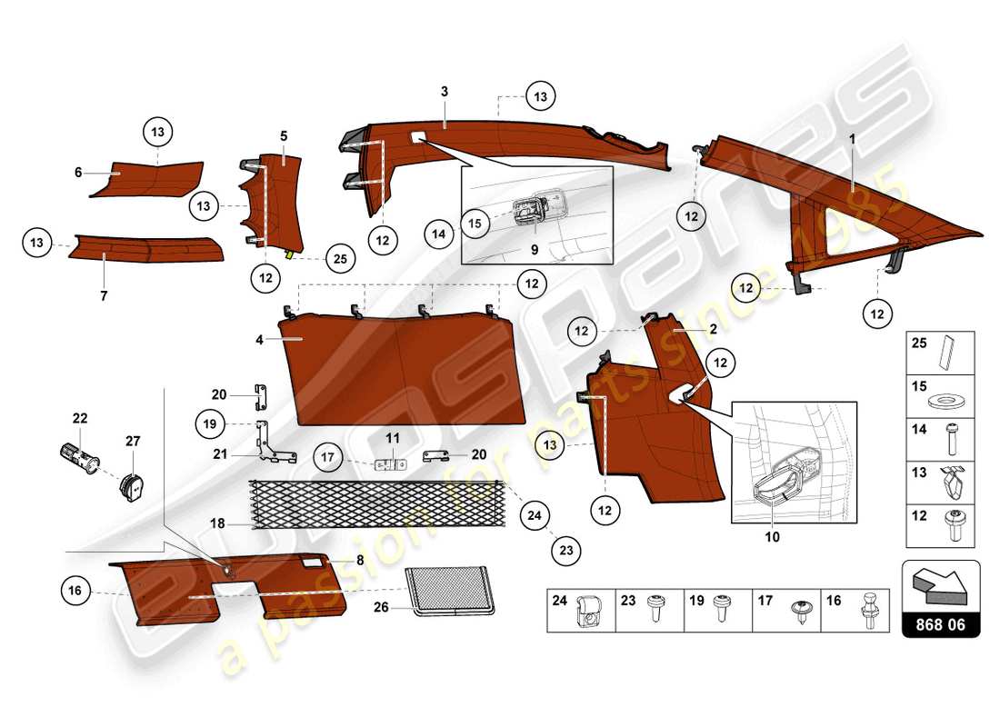 lamborghini lp750-4 sv coupe (2015) interior decor part diagram