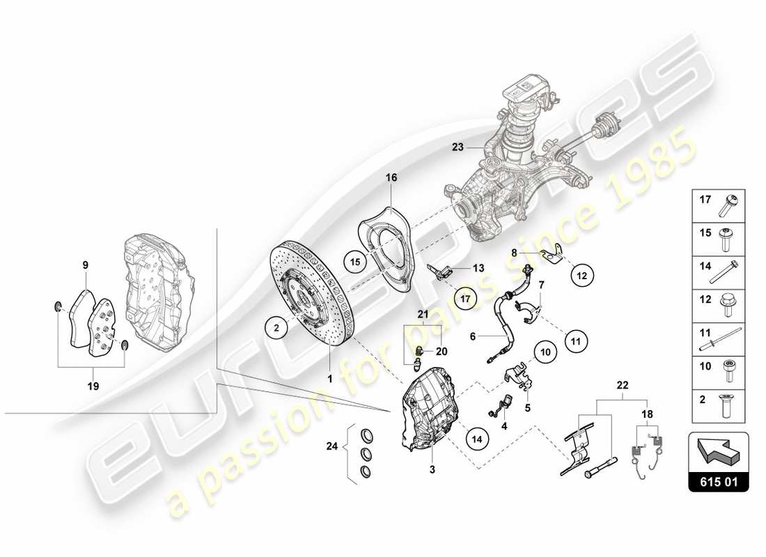 lamborghini lp580-2 coupe (2019) ceramic brake disc front part diagram