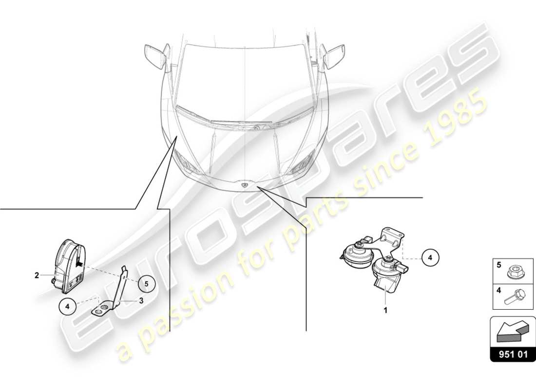 lamborghini performante spyder (2020) signal horn part diagram