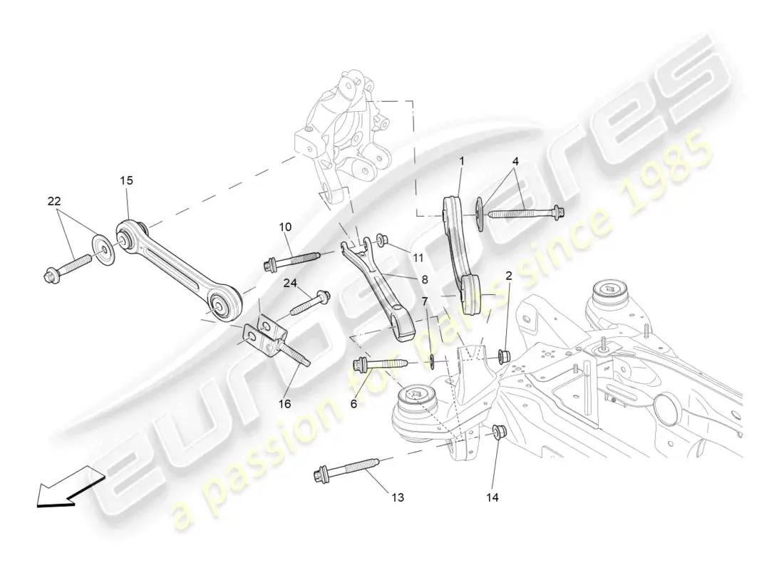maserati levante gt (2022) rear suspension parts diagram