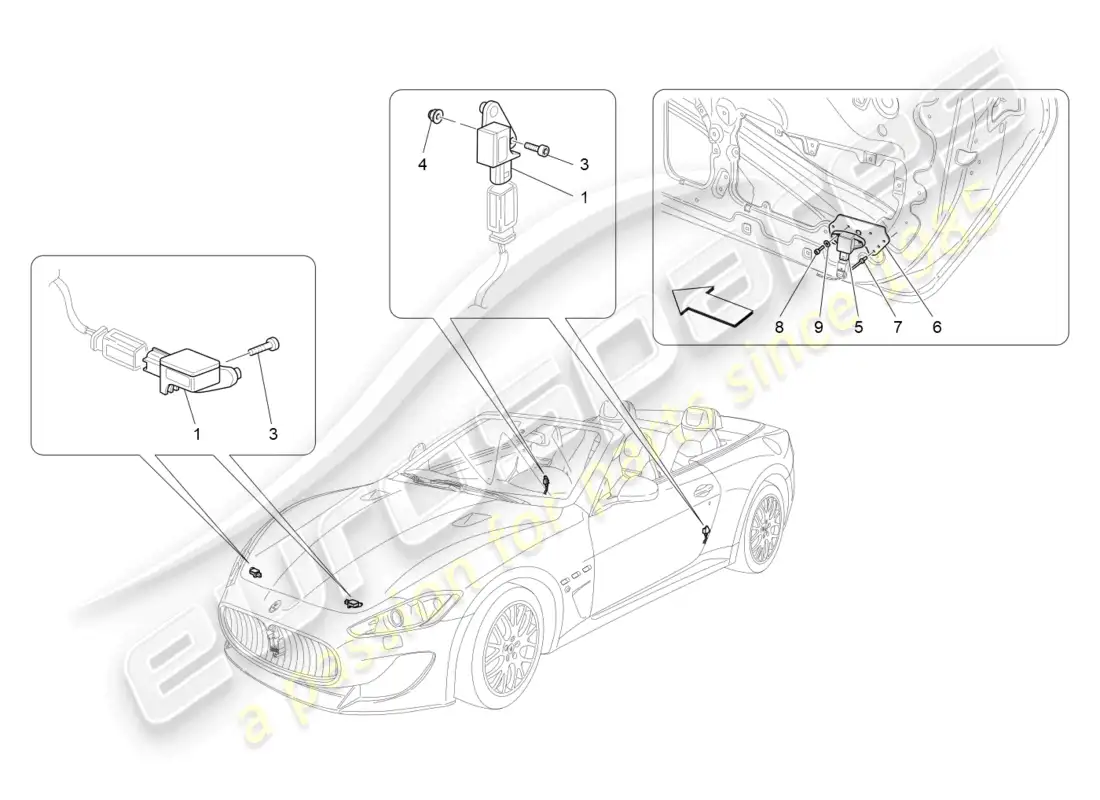 maserati grancabrio mc (2013) crash sensors parts diagram