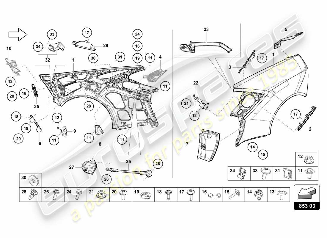 lamborghini lp580-2 coupe (2019) wing parts diagram