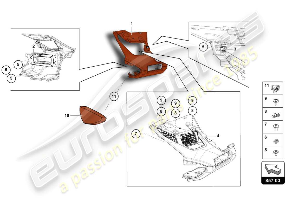 lamborghini lp720-4 coupe 50 (2014) instrument panel parts diagram