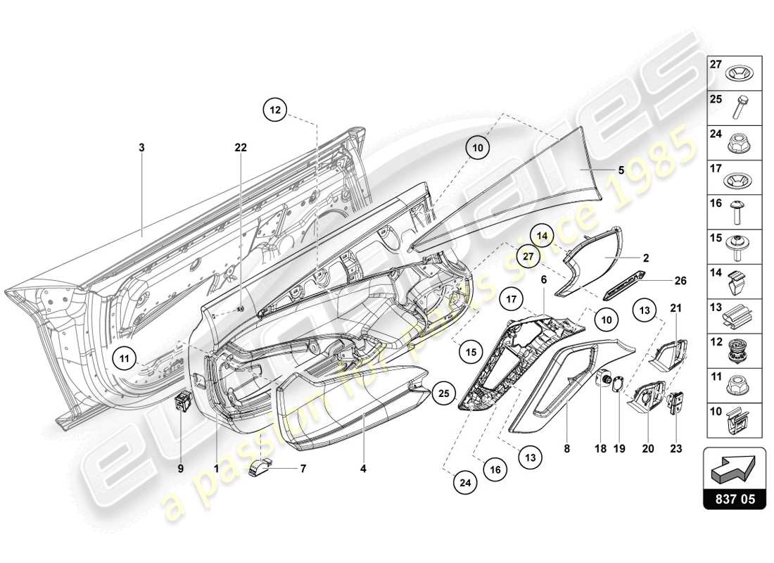 lamborghini 2014 (lp720-4 coupe 50) driver and passenger door part diagram