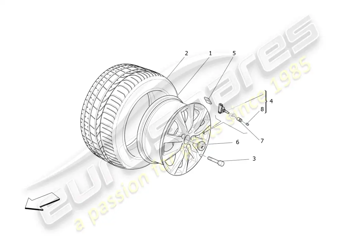 maserati levante (2020) wheels and tyres parts diagram
