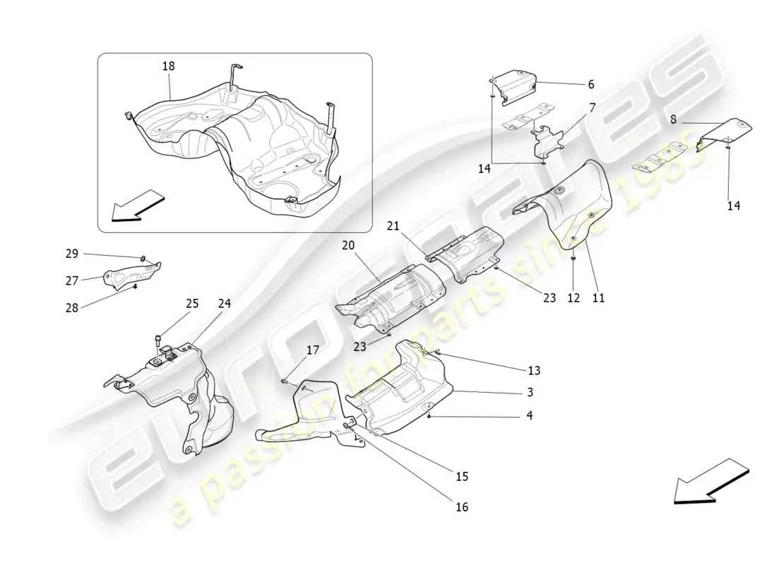 maserati levante gt (2022) thermal insulating panels parts diagram
