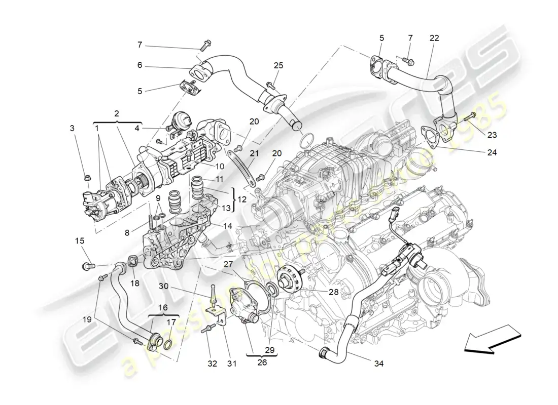 maserati ghibli (2015) oil vapour recirculation system parts diagram