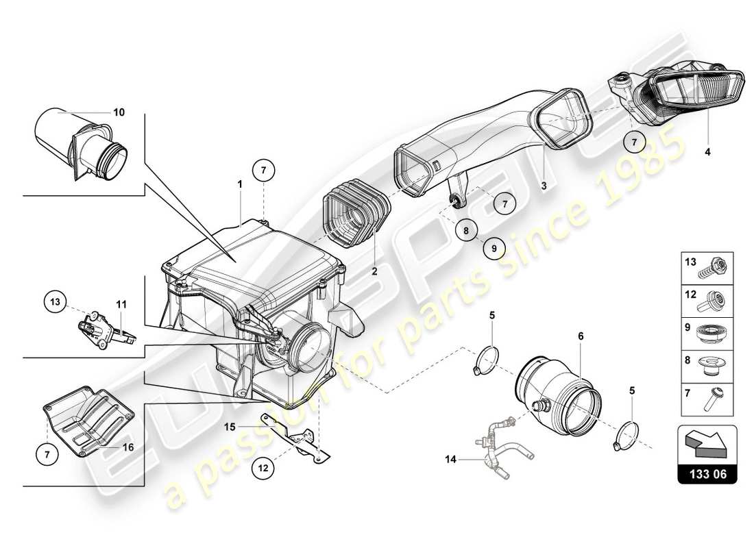 lamborghini lp580-2 spyder (2018) air filter housing part diagram