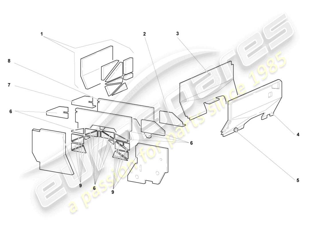 lamborghini murcielago coupe (2002) heat shield part diagram