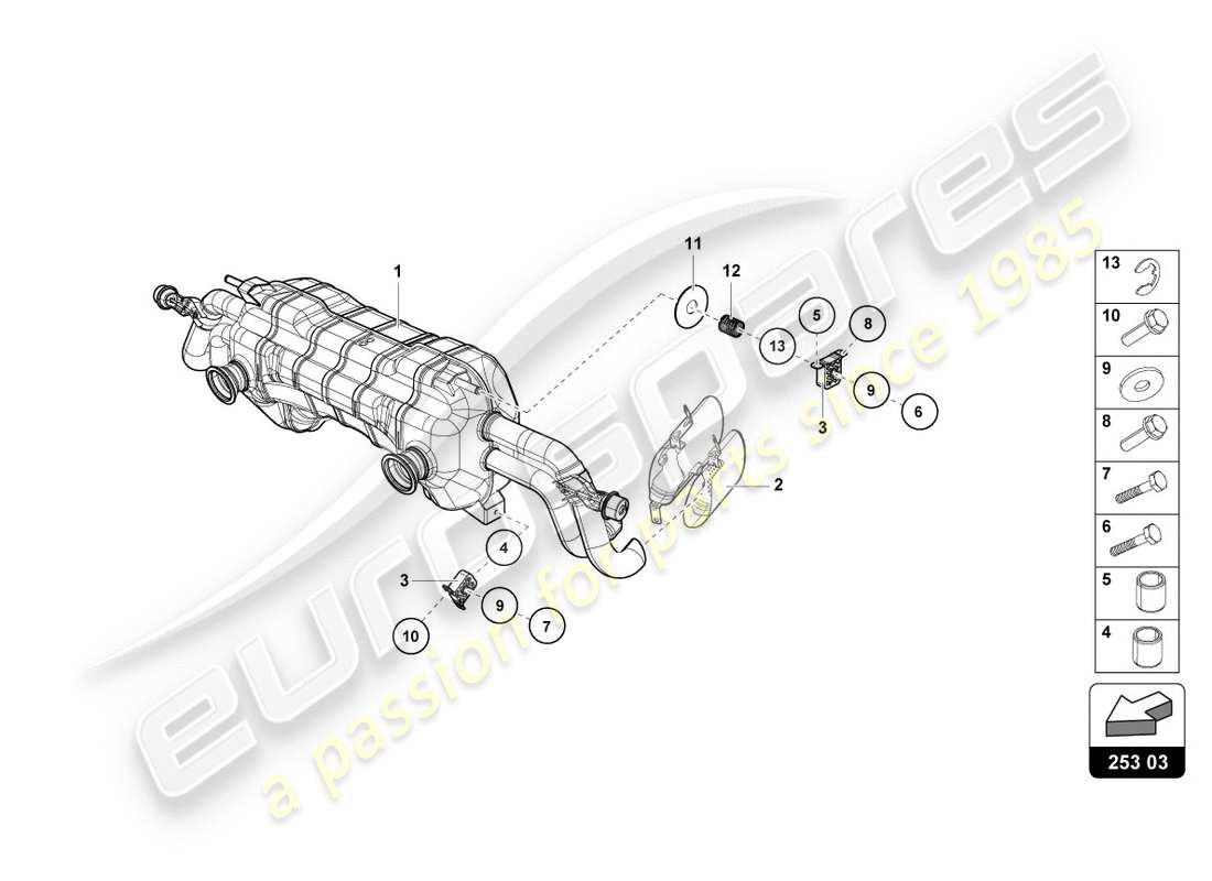 lamborghini lp580-2 spyder (2017) rear silencer part diagram