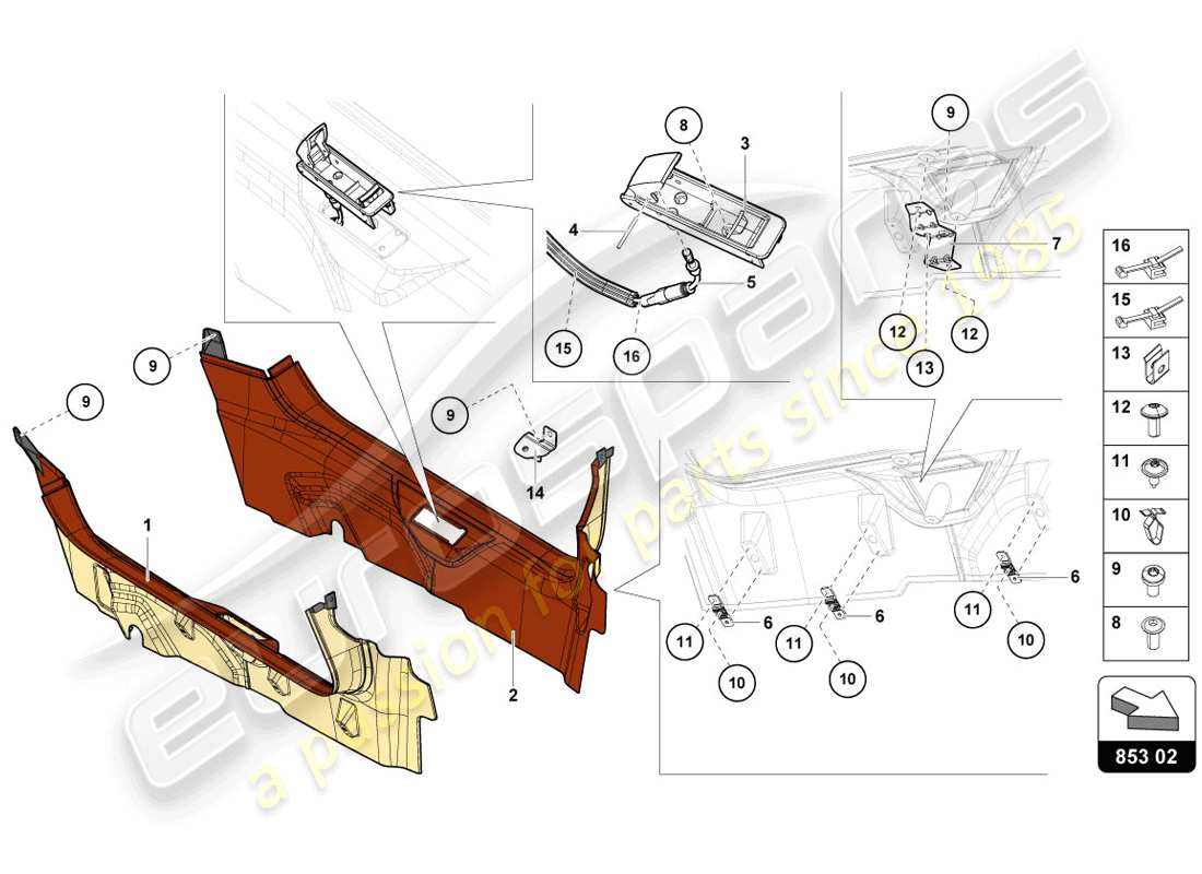 lamborghini 2014 (lp720-4 coupe 50) pillar trim part diagram