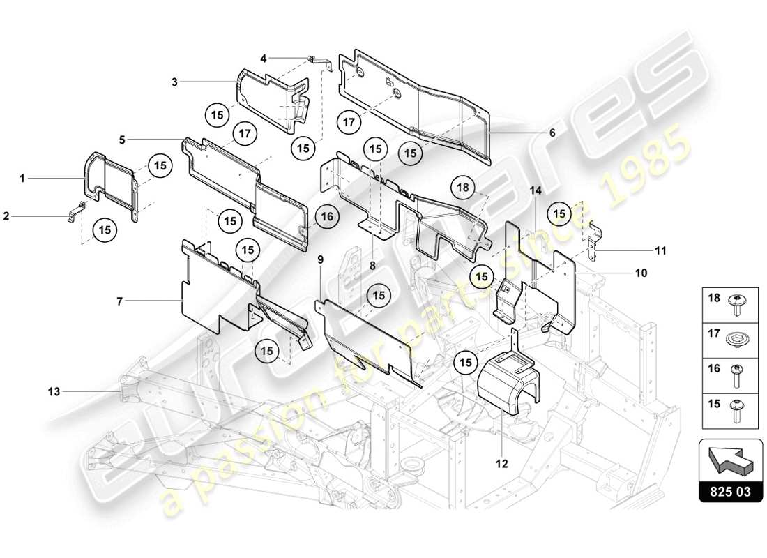 lamborghini lp720-4 coupe 50 (2014) heat shield parts diagram