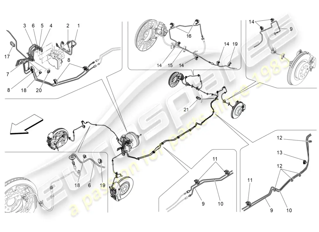 maserati levante modena (2022) lines parts diagram