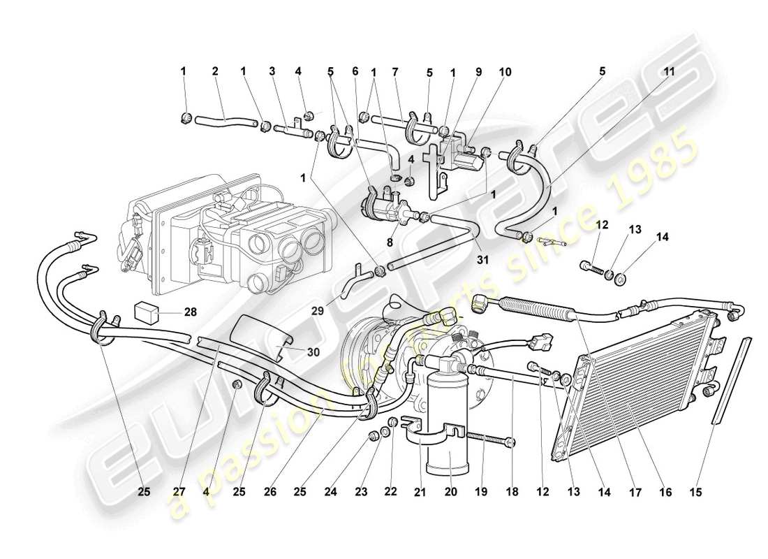 lamborghini murcielago roadster (2006) a/c condenser part diagram