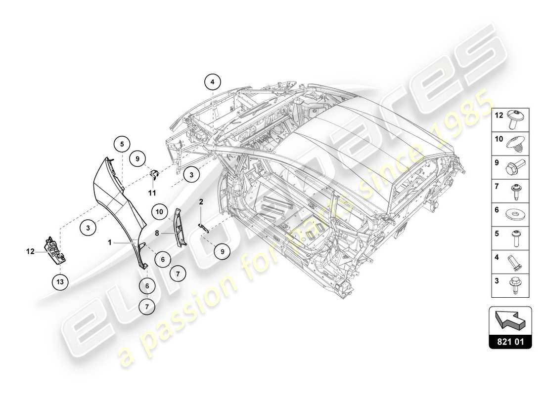 lamborghini evo spyder 2wd (2020) wing protector part diagram