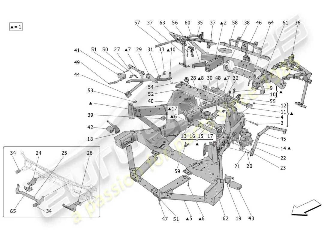 maserati mc20 (2022) rear chassis parts diagram