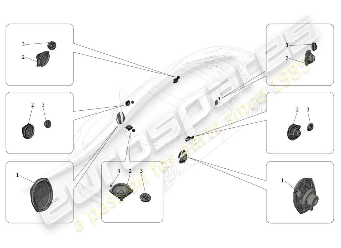 maserati mc20 (2023) sound diffusion system parts diagram