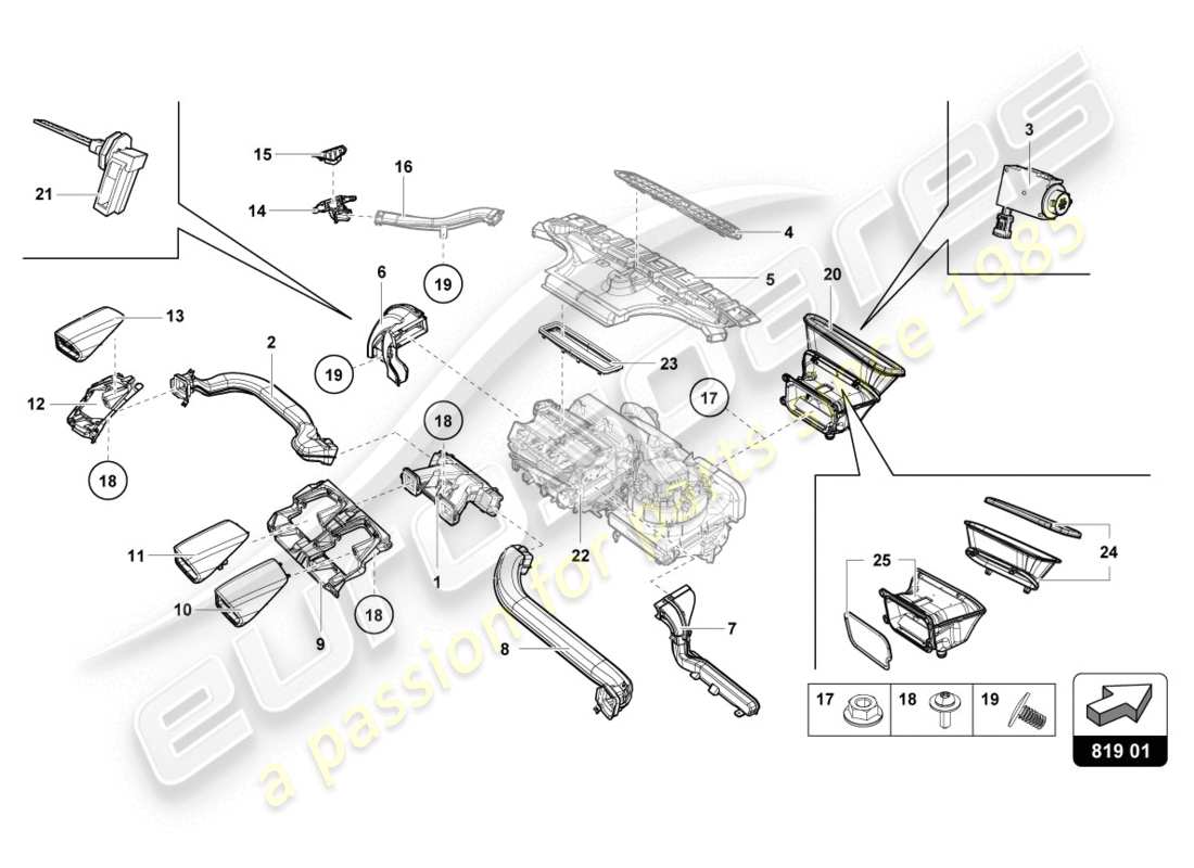 lamborghini evo spyder 2wd (2020) air vent part diagram