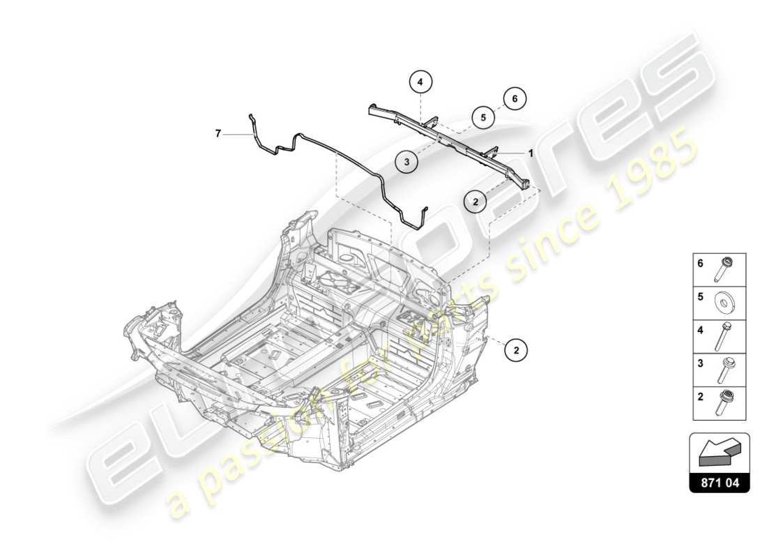 lamborghini lp580-2 spyder (2018) cross member rear part diagram