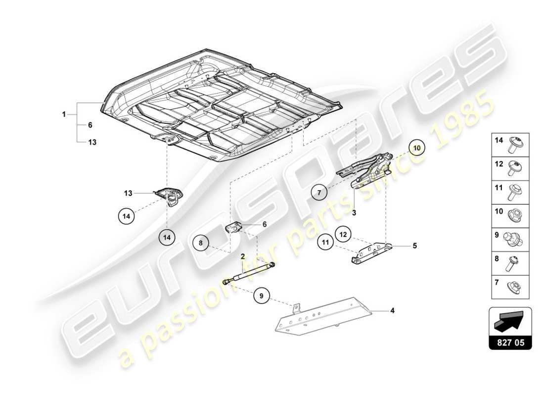 lamborghini evo spyder (2020) rear lid part diagram