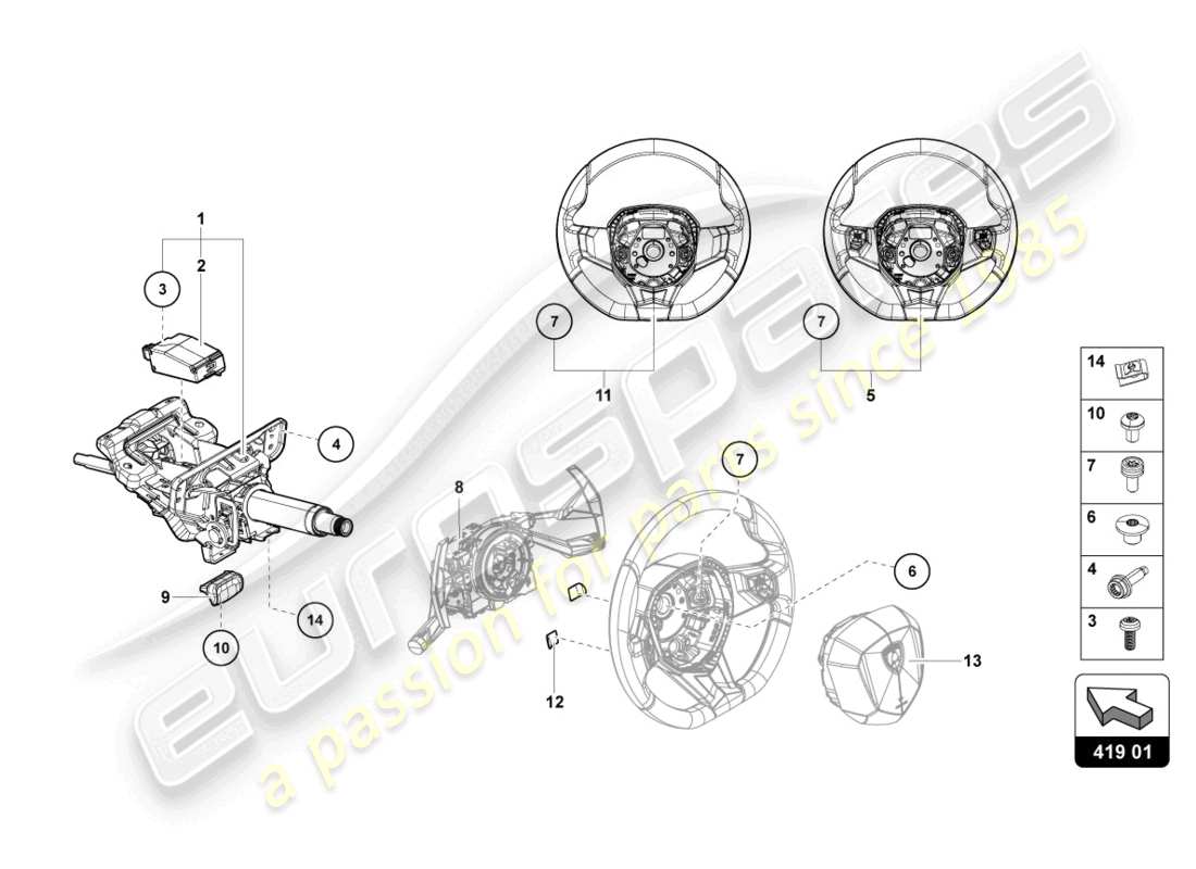 lamborghini lp750-4 sv roadster (2016) steering system part diagram