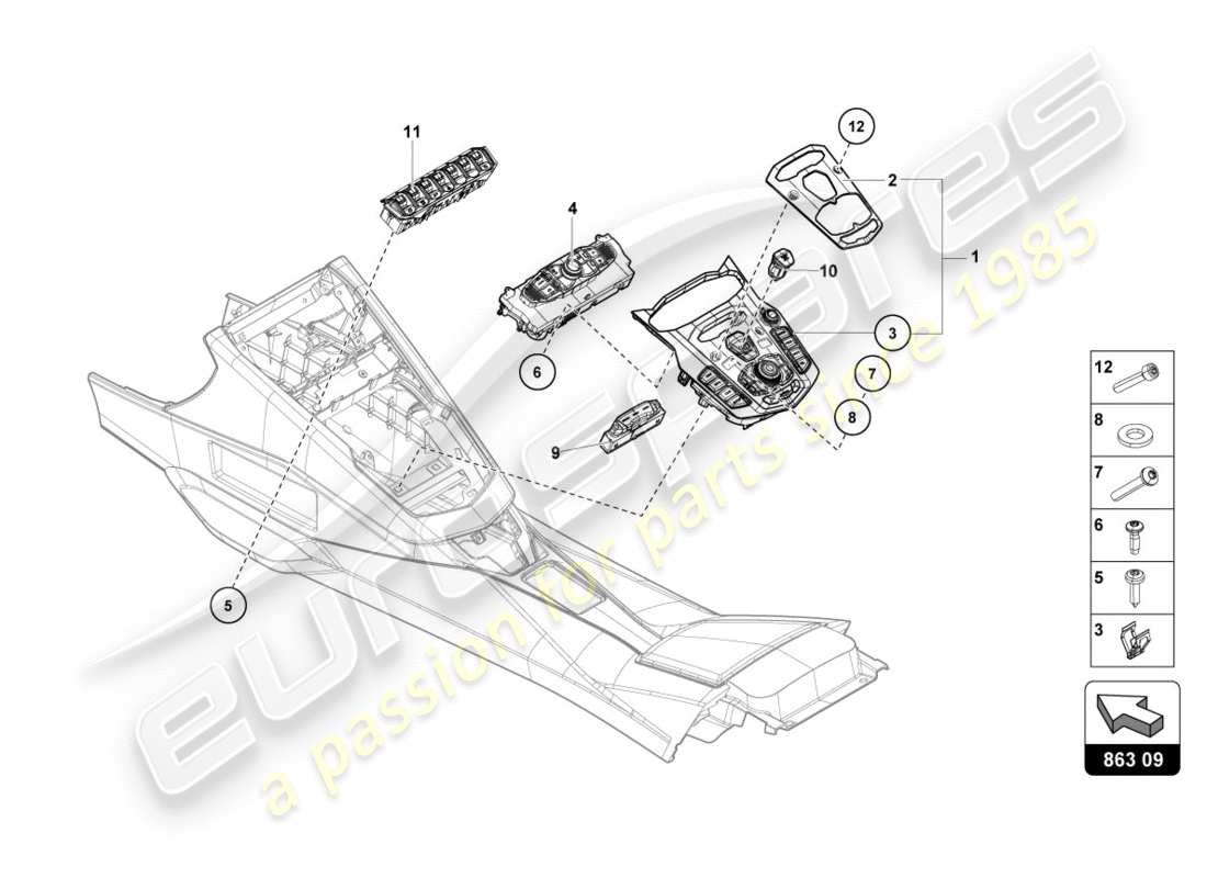 lamborghini lp700-4 coupe (2012) switch unit part diagram