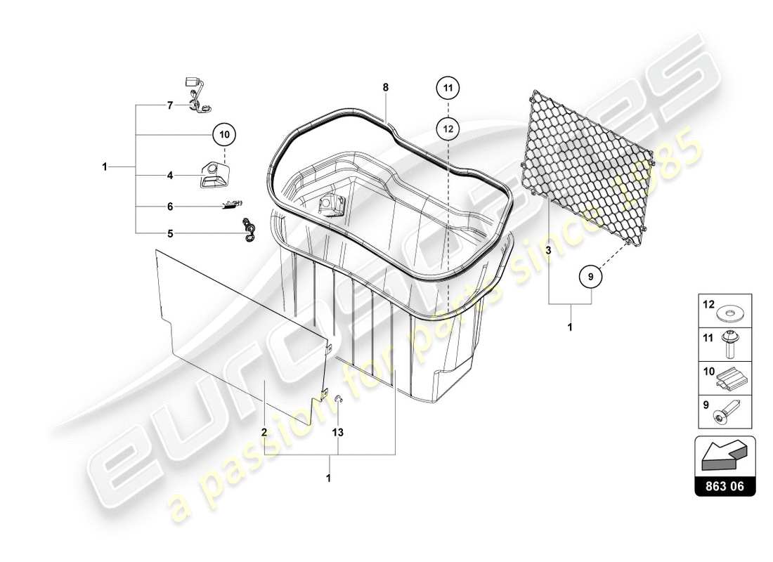 lamborghini 2012 (lp700-4 coupe)) luggage boot trims parts diagram