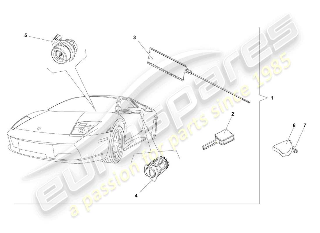 lamborghini murcielago roadster (2006) lock cylinders part diagram