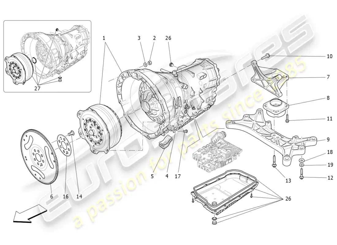 maserati ghibli (2014) gearbox housings parts diagram