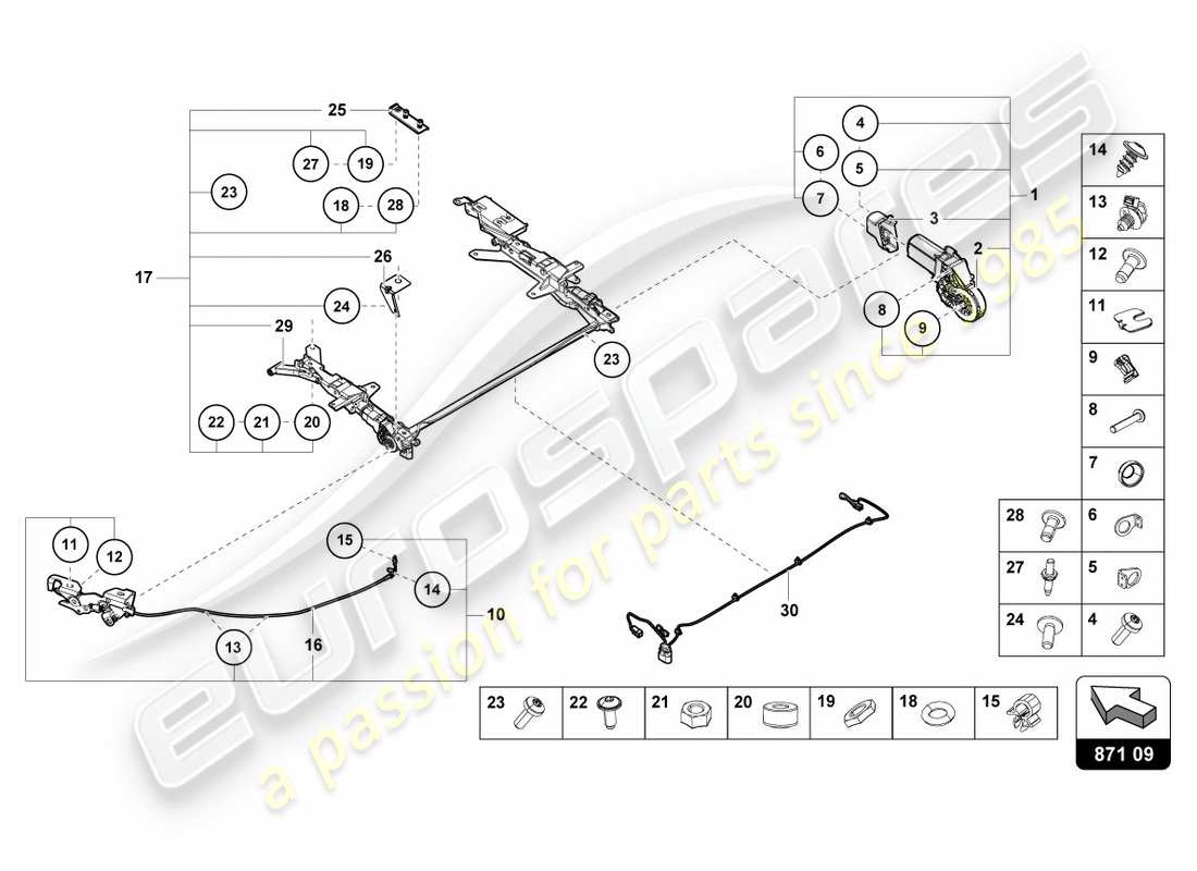 lamborghini lp610-4 spyder (2017) sliding roof motor part diagram