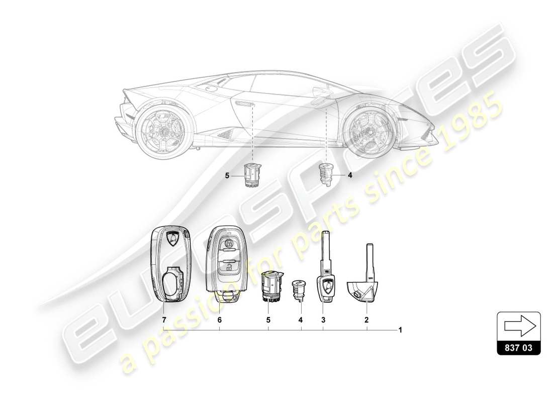 lamborghini lp610-4 avio (2016) lock with keys part diagram