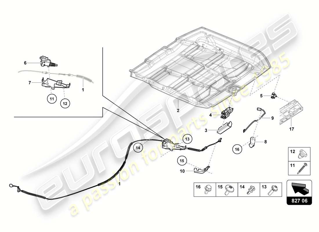 lamborghini lp610-4 spyder (2019) rear lid parts diagram