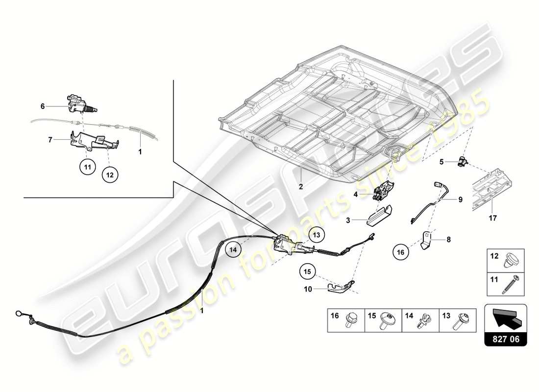 lamborghini lp610-4 spyder (2018) rear lid parts diagram