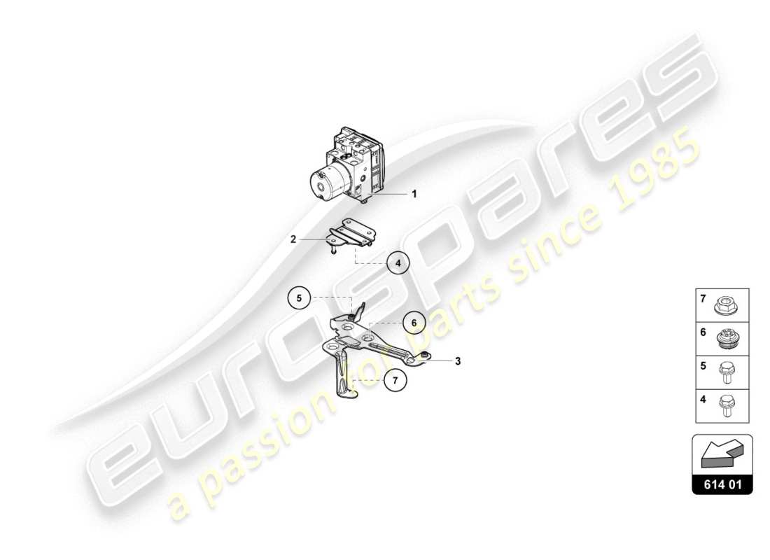 lamborghini evo coupe (2020) abs unit with control unit part diagram