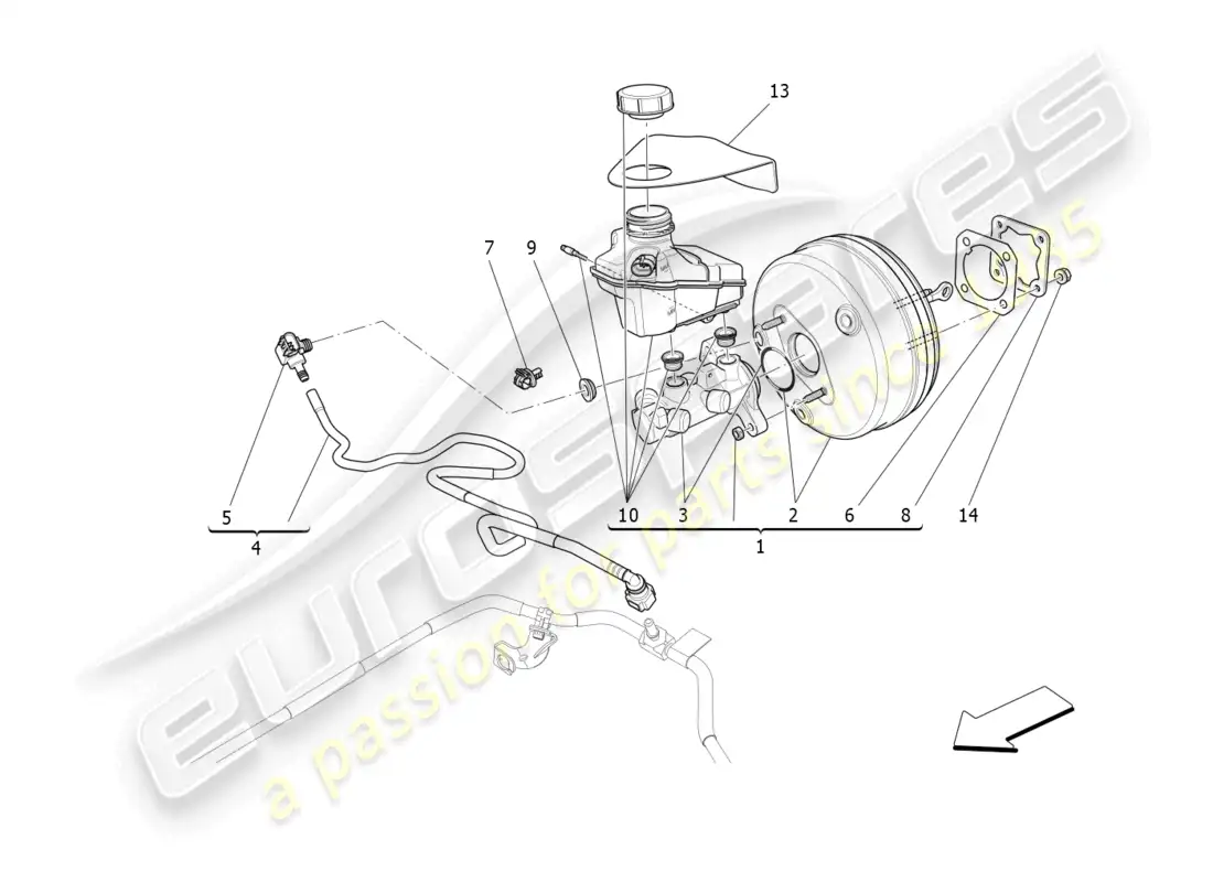 maserati levante modena (2022) brake servo system parts diagram