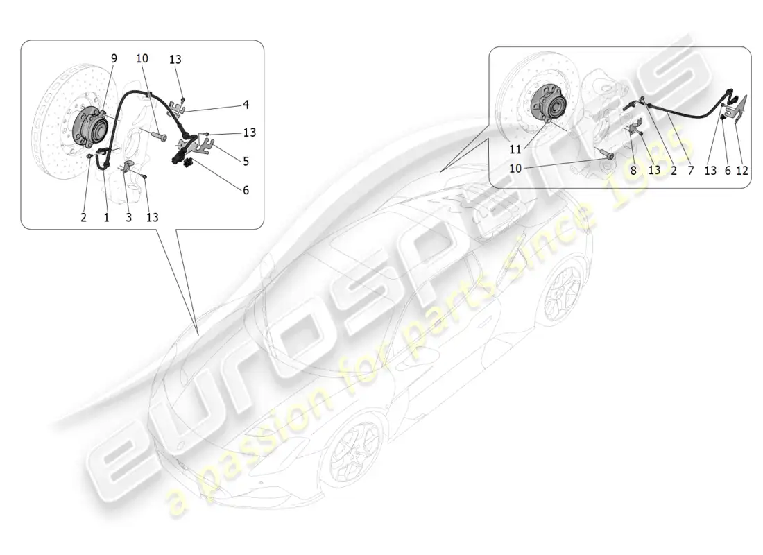 maserati mc20 (2023) braking control systems parts diagram