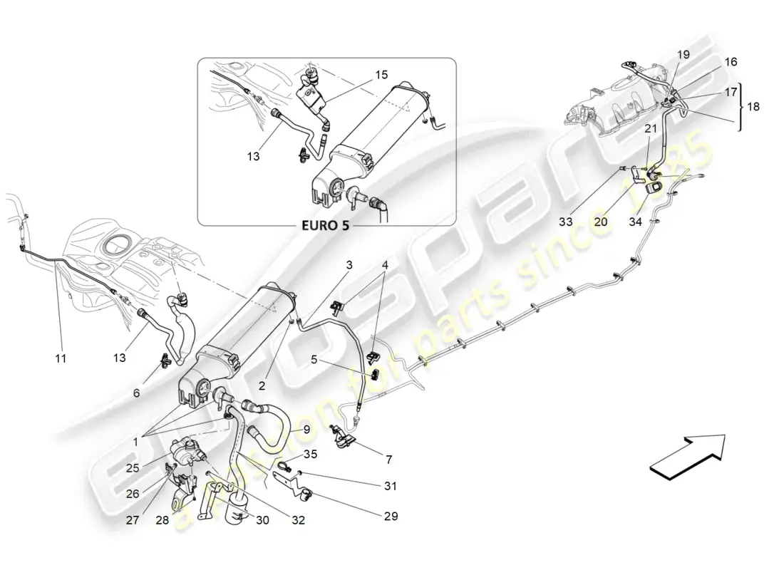 maserati ghibli (2014) fuel vapour recirculation system parts diagram